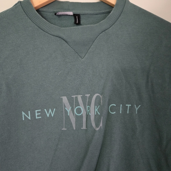 ASOS crew sweatshirt NYC in dark sage green size 6 - Picture 6 of 7